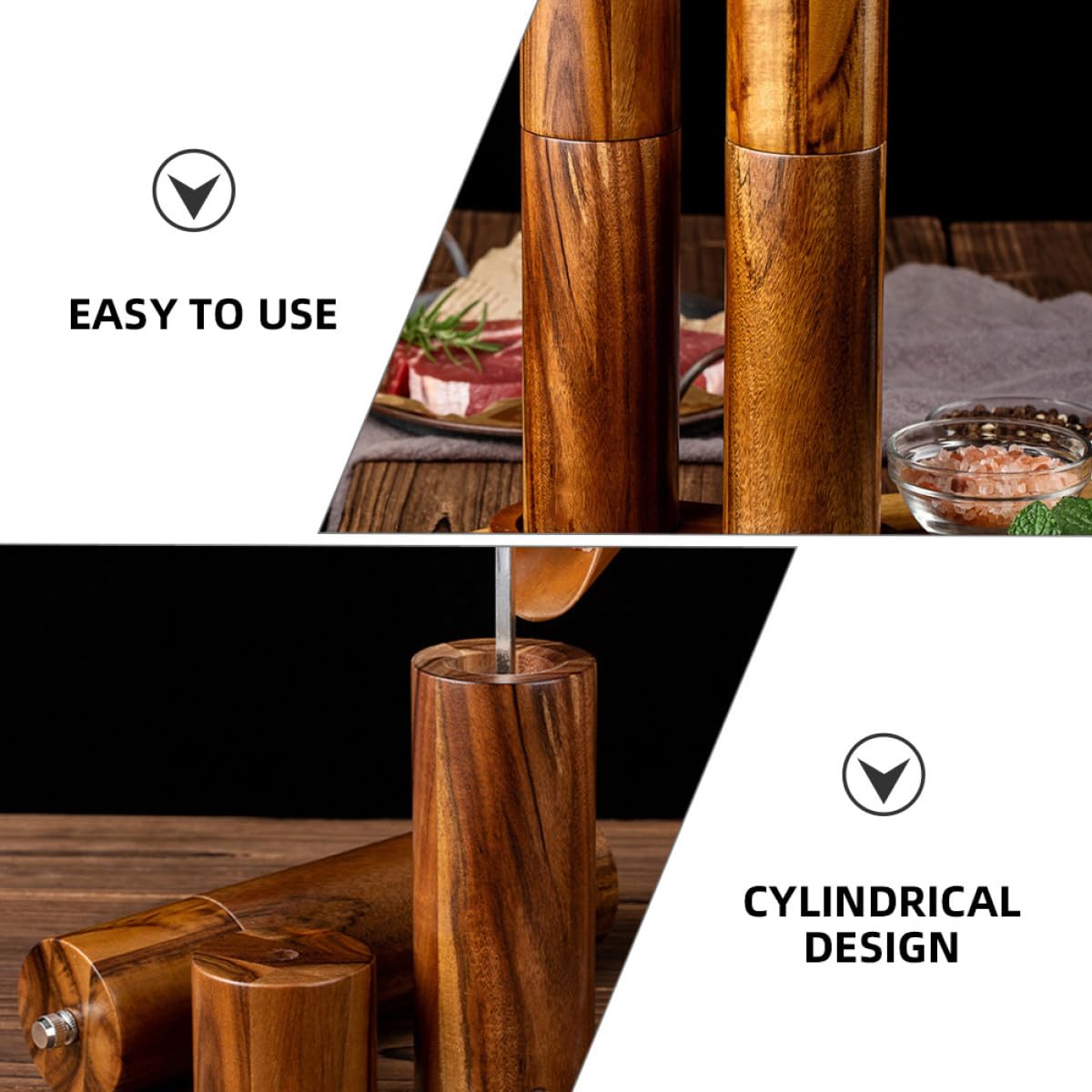 Manuelle Salz und Pfeffermühle Einfache Bedienung und mit Keramikmahlwerk aus Edelstahl Kreatives Design für Küche