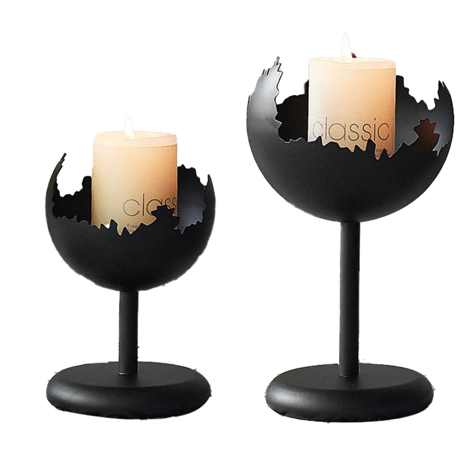 Bougeoir en forme de coquille d'œuf en fer noir pour centre de table et décoration maison