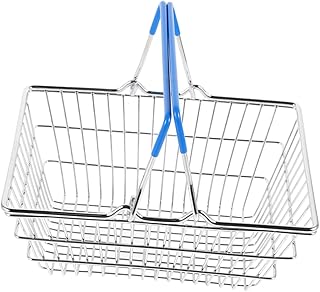 Frcolor 用ミニショッピングバスケット アイアン製収納かご おもちゃやの整理に 小さめで持ち運びやすい ドールハウスやプレイハウス用小