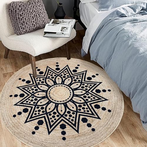 Tapete decorativo Boho Floral redondo 3.3 pies 100 cm miniatura 4