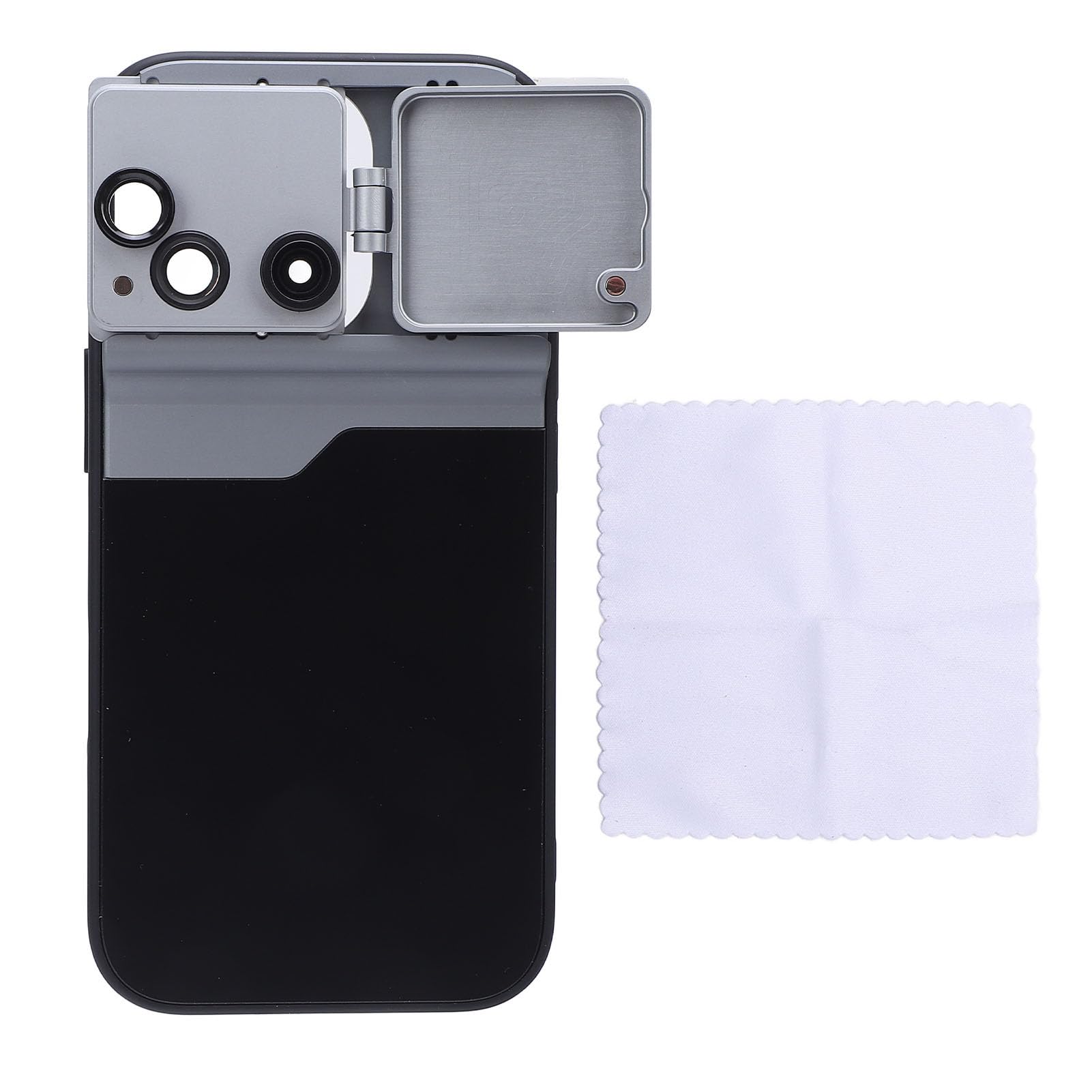 per Obiettivo Fotocamera Telefono 16 Pro con Custodia, Obiettivo Fotocamera 3 in 1, Teleobiettivo 2X Telefono Obiettivo Macro Fisheye con Custodia Protettiva per Telefono a 360°