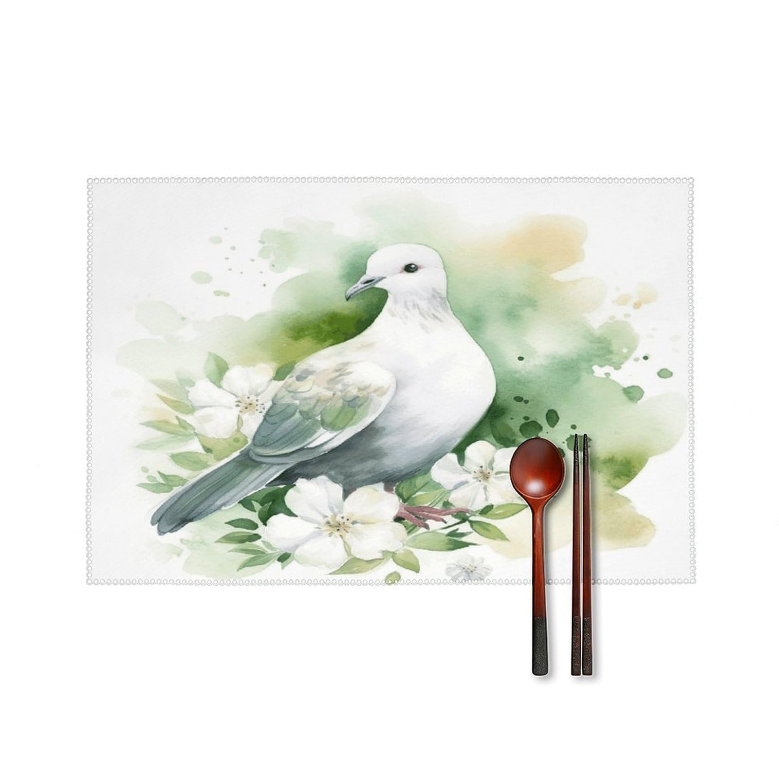 Fodpand Style Dove With A Flower Placemats Set Of 4 Place Mats Table Mats