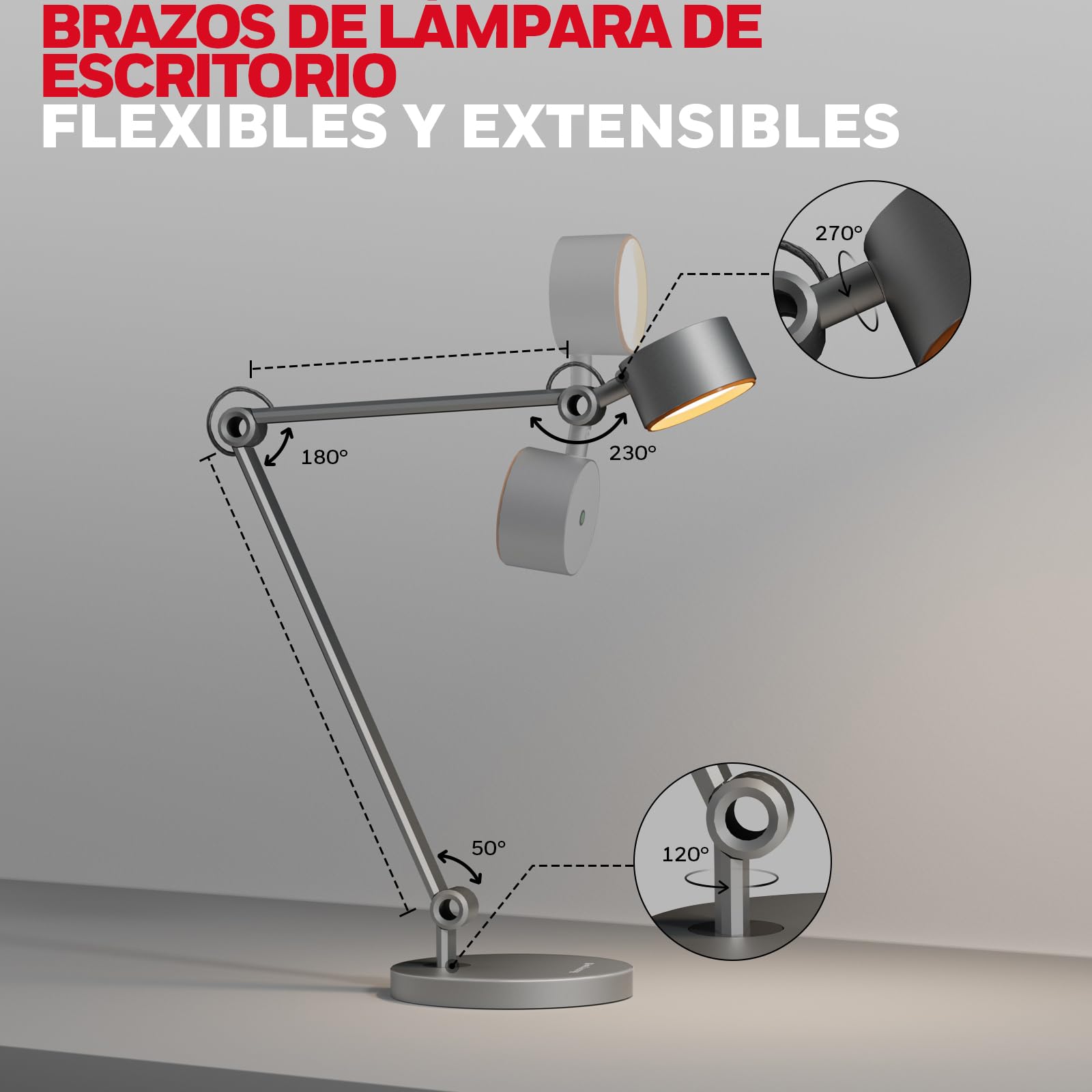 Honeywell Lámpara escritorio LED 01A brazo articulado manualidades | 4000K luz diurna, CRI≥95, RG0 baja luz azul, lámpara de escritorio para arquitecto, cuidado ocular