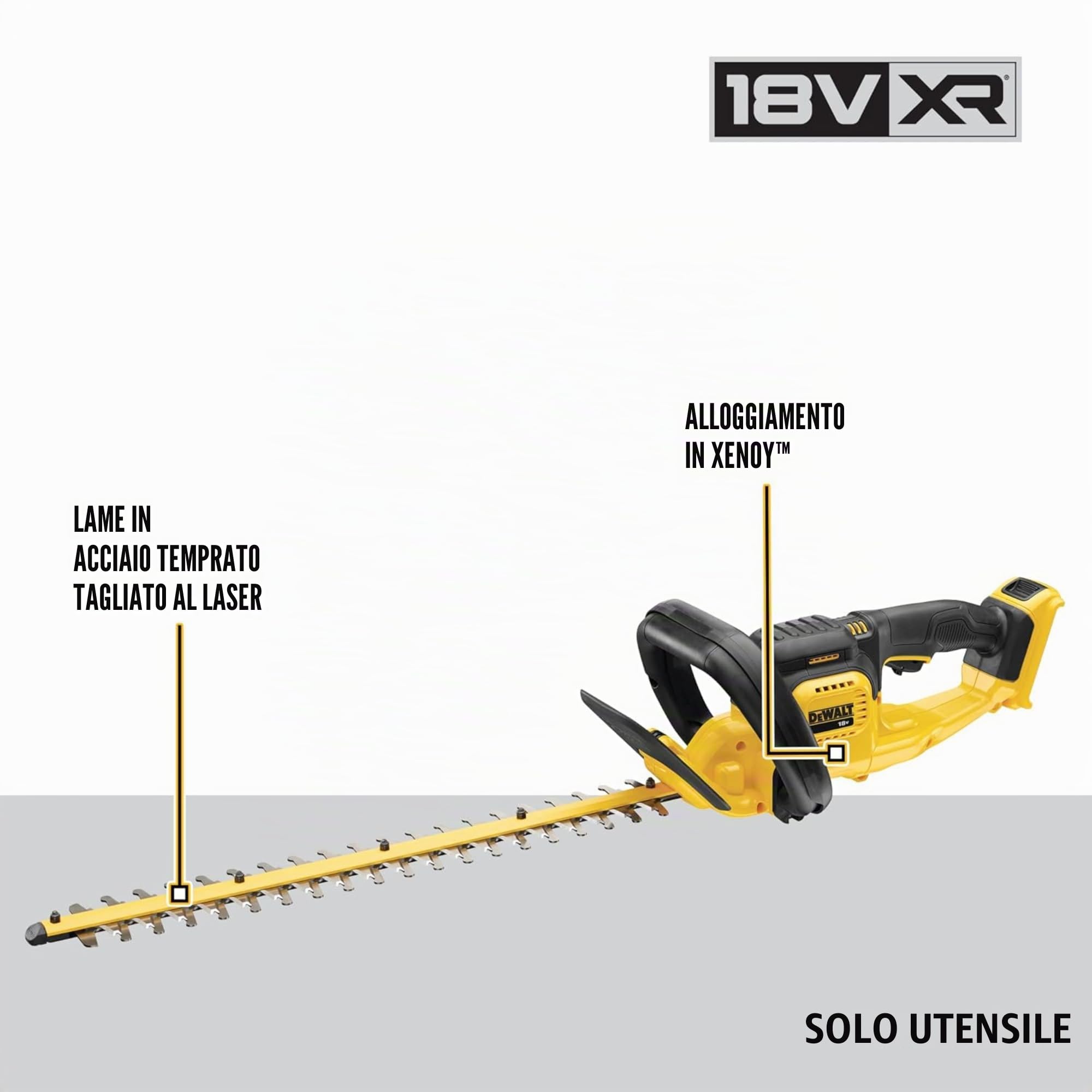 DEWALT DCM563PB-XJ, Tagliasiepi a Batteria Litio Lunghezza lama 55 cm, Impugnatura Ergonomica 18 V 5.0 Ah,