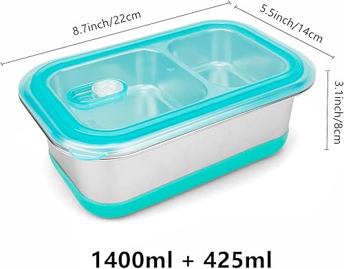 Miniatura 10 de Lunbengo Contenedor de almuerzo de acero inoxidable de 8.6 x 5.9 pulgadas, caja Bento de metal, recipientes de alimentos de acero inoxidable, con
