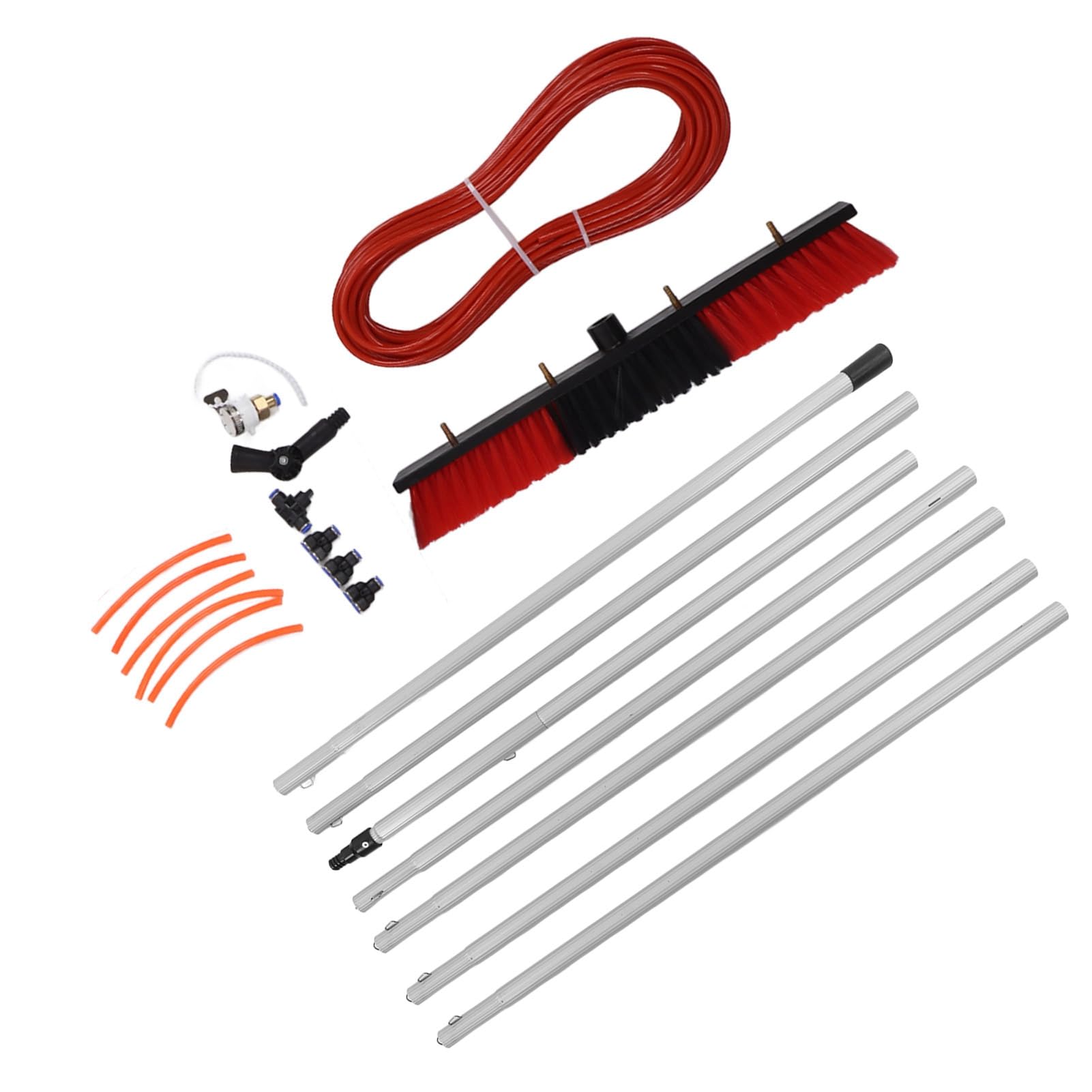 aqxreight Zestaw z tyczką Fed Brush Duty Duży Rozmiar Przenośna Myjnia Wysuwany środek Czyszczący System Paneli Słonecznych 6 M Słupek Plus 50 Cm Panele Szczotkowe i do Cl Zestaw z tyczką System (7m