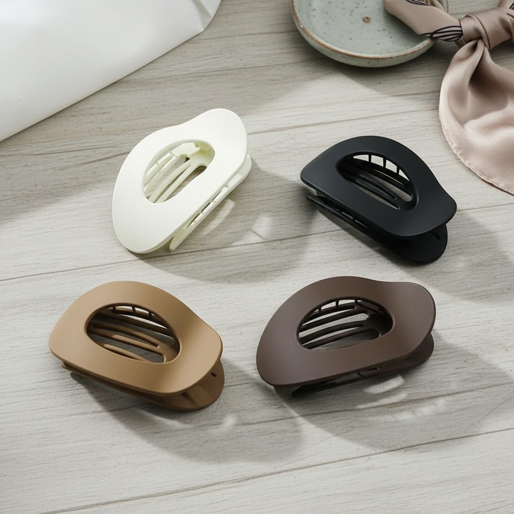 Flat Hair Clips for Women - 4 Pack Matte Lay Flat Claw Clips, Non-Slip Strong Hold Duckbill Clips for Thick/Thin Hair, Neutral Color Hair Accessories for Daily Styling - Image 6
