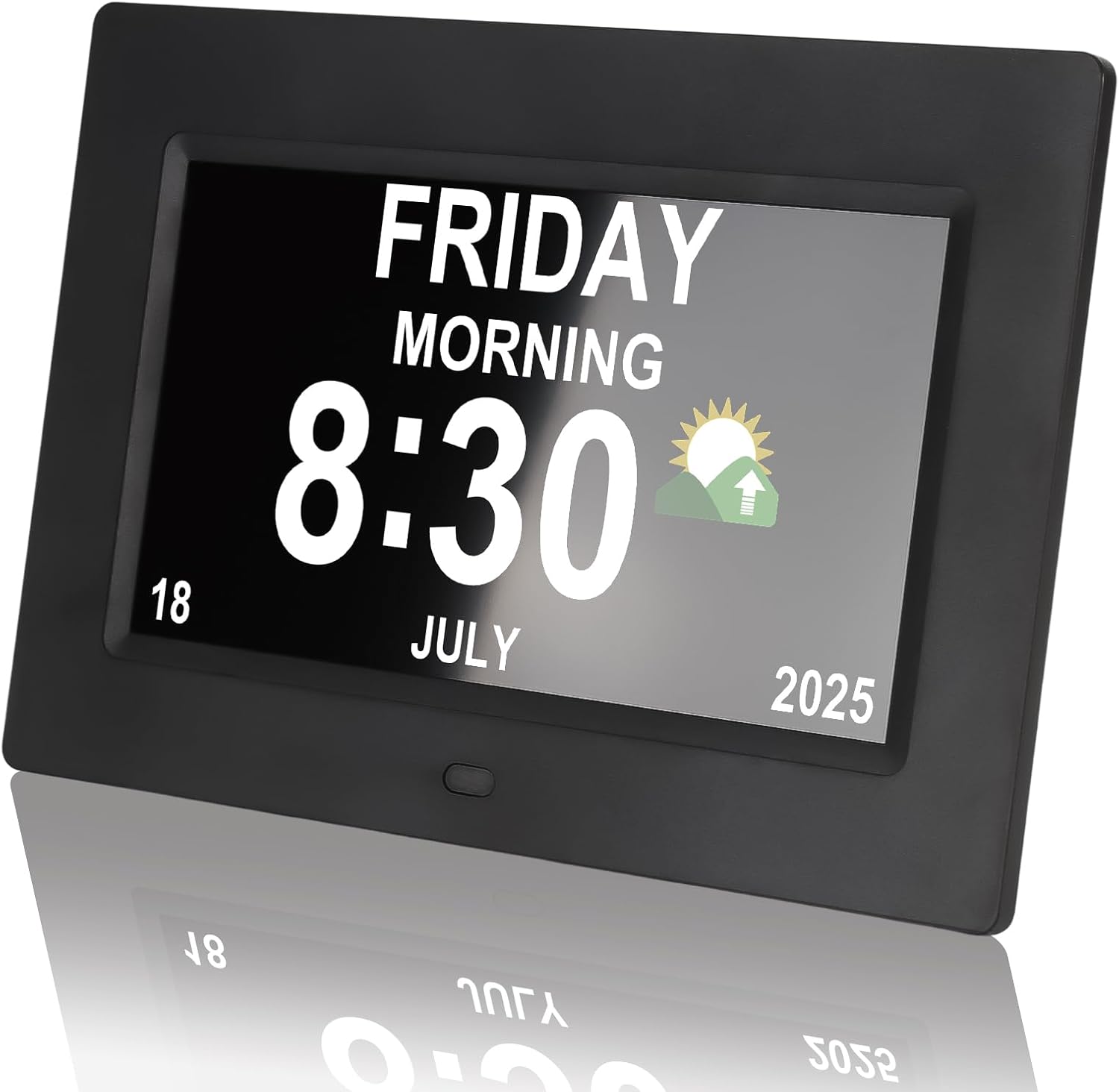 Digital Clock for Seniors with Day Date Time Large Display - 7 Inch Large Print Dementia Clock for Memory Loss and Visually Impaired, 12 Alarm Options, Non-Abbreviated, Black