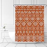 ABONAN Boho Geometric Shower Curtain Orange Modern Farmhouse Tribal Retro Western Aztec Abstract Mid