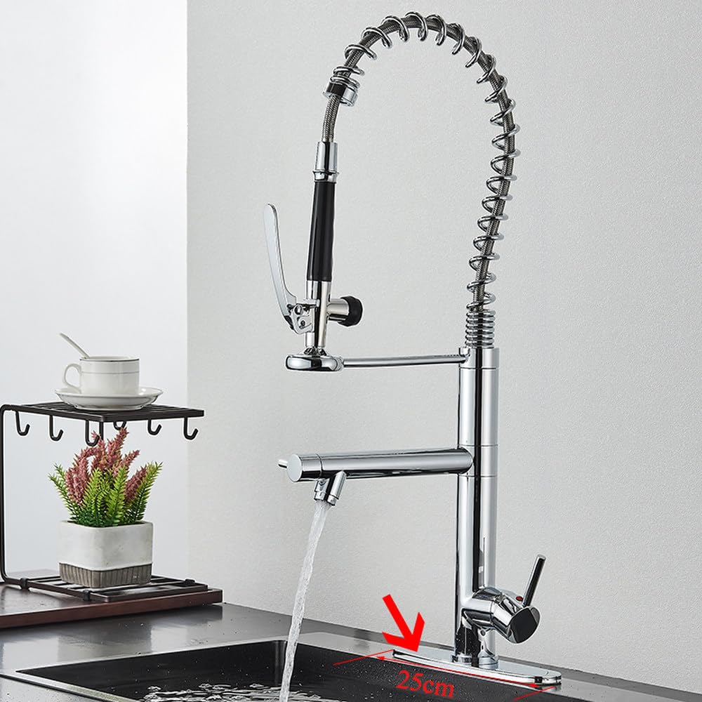 Robinet d'évier de cuisine rotatif à 360° avec ressort flexible et commande unique