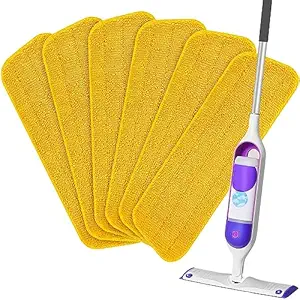 HOMTOYOU Spray Mop Pads Compatible with Swiffer PowerMop (6 Pack), Microfiber Mop Pads Replacement 15.3*5.1 Inch, Reusable Washable Floor Mop Pads Refills Dry Wet Mop Heads for Floor Cleaning