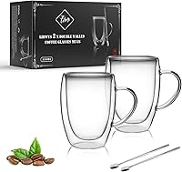 Vista 8 de LIBWYS Paquete de 6 Tazas de Café de Vidrio de Doble Pared, Tazas de 12oz para Espresso Cappuccino Latte Té con Asa, Vasos Transparentes