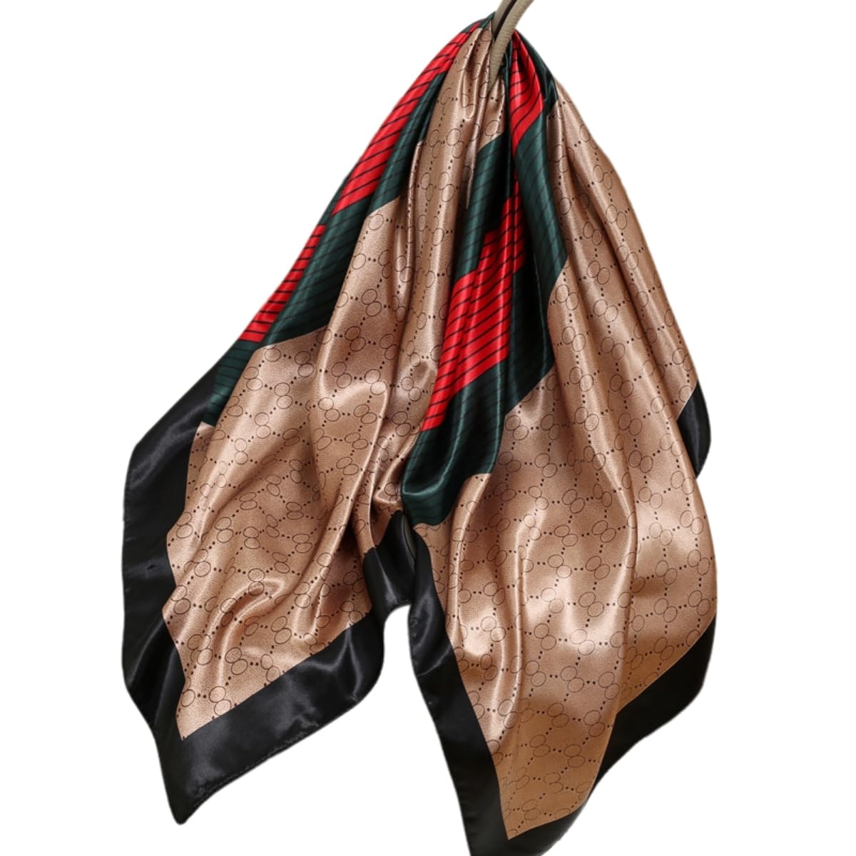 quecy Women Printed SatinScarf | Square Scarf for Women | Red - 90 * 90cm-picture-17