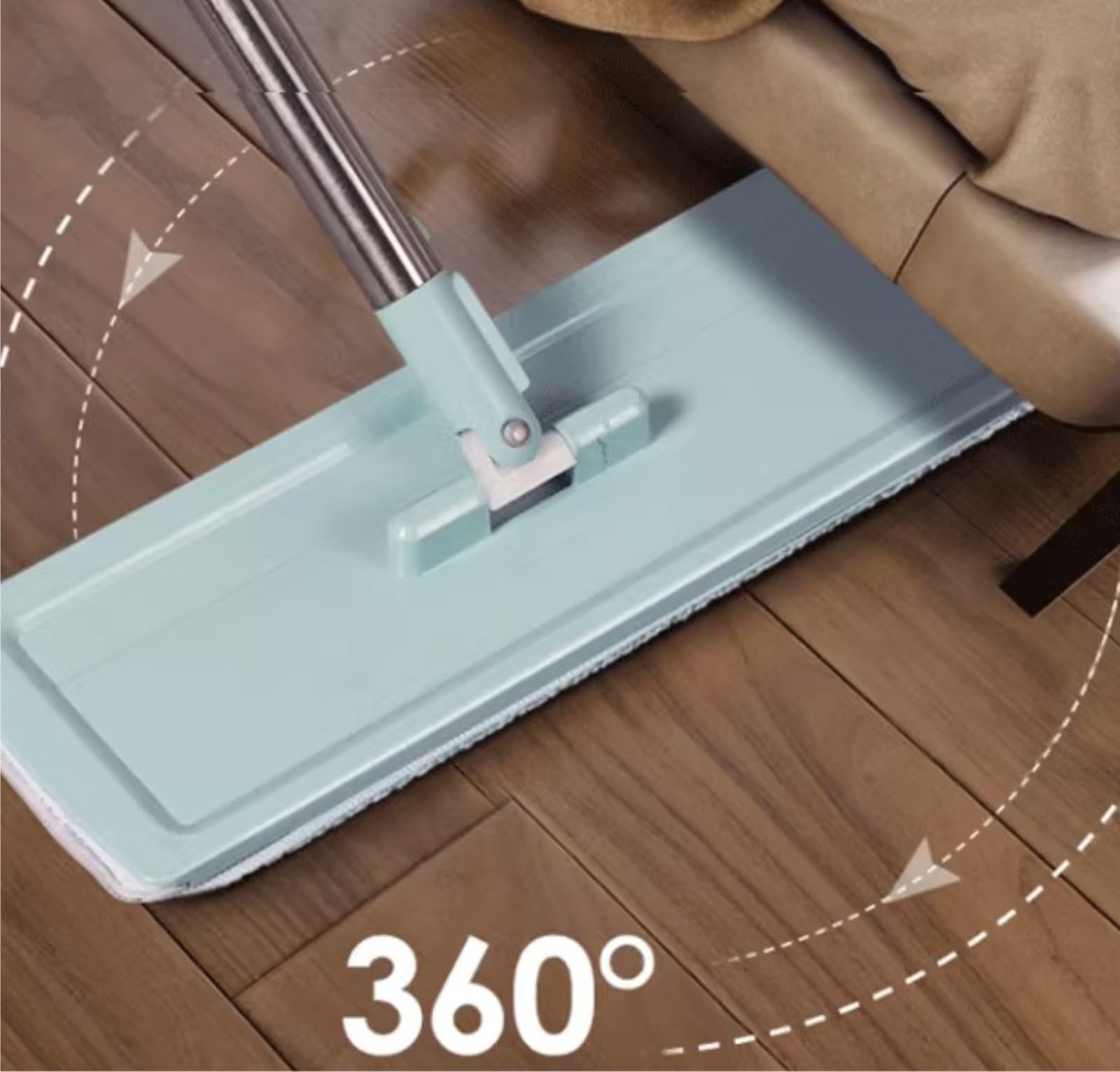 Fregona Cubo para Trapeador Plano con Manos Libres para Limpieza De Pisos Húmedos Y Secos, Cabezales Giratorios 360 ​​Grados Reutilizable Limpieza Suelo(Blue)