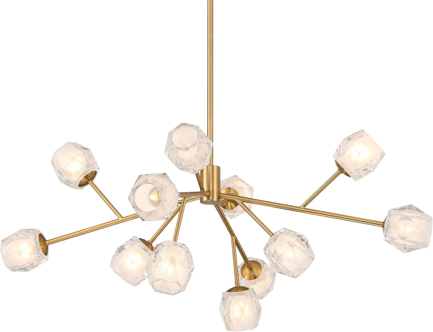 Possini Euro Design Tofay Warm Brushed Brass Sputnik Chandelier Lighting 37 3/4" Wide Modern Dimmable LED Frost Glass Shades 12-Light Fixture for Dining Room House Foyer Kitchen Island Entryway