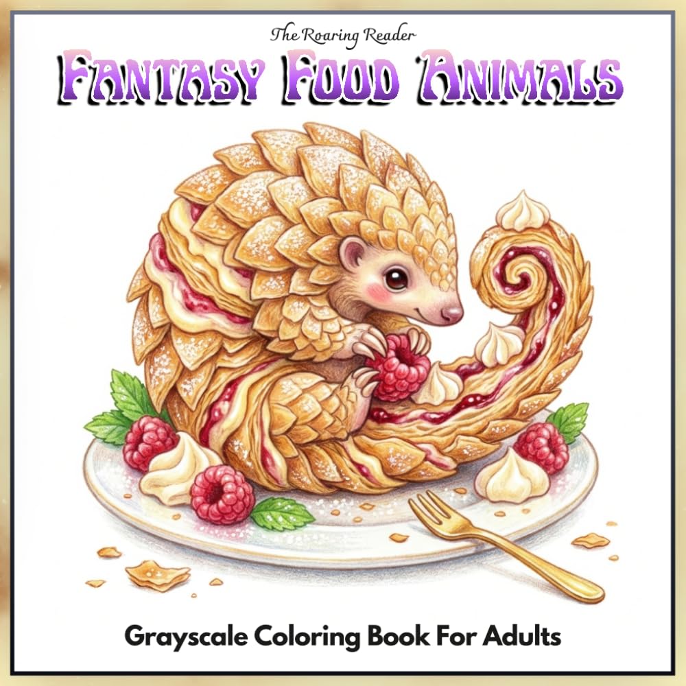 Fantasy Food Animals Grayscale Coloring Book: 52 Adorable Animal-and-Food Creations Featuring Desserts, Fast Food, Sweet Treats, and Magical Drinks for Adults and Teens (Fantasy Food & drinks)