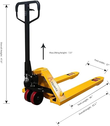 Miniatura 8 de Pallet Jack manual 5500Lbs Capacidad Carretilla Profesional 21" W x 48" L Tamaño de la bifurcación