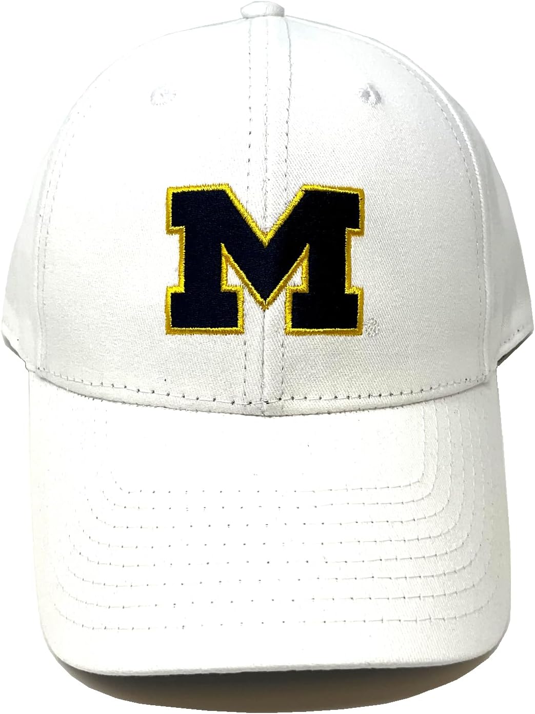 MVP Michigan Wolverines Logo Solid White Curved Bill Adjustable Hat