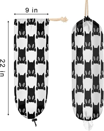 Miniatura 2 de Soporte para bolsa de plástico con dibujos animados de gatos negros, soporte reutilizable para bolsa de comestibles, dispensador de bolsas de