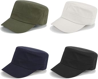 DIYDECAL 4 Pack Unisex Cadet Army Caps Military Style Flat Hats for Men