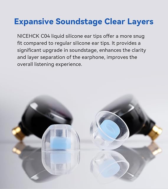 NICEHCK C04 Liquid Silicone Ear Tips 4 Pairs SS S M L for in-Ear Monitor