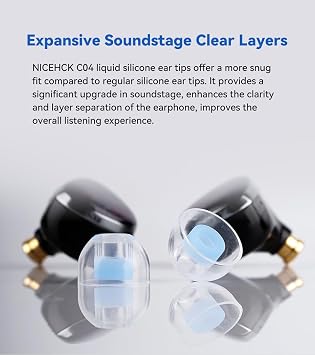 NICEHCK C04 Liquid Silicone Ear Tips 4 Pairs SS S M L for in-Ear Monitor