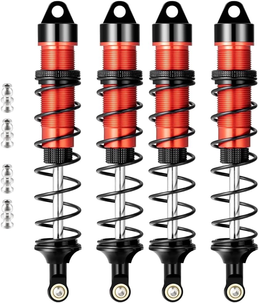 MORLORDY RC Shock Absorbers 4Pcs 133mm RC Rear Shocks Damper for 1/8 Arrma 6S Kraton Typhon Outcast Notorious Redcat ZD,FS Racing,Team Losi Racing,HSP DHK HPI RC Truck Buggy (Black Red)