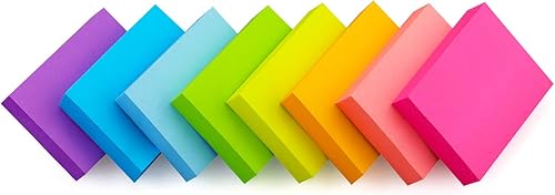 Miniatura 2 de (16 blocs) 8 blocs de notas adhesivas de 3 x 3 y 8 blocs de notas adhesivas de 1.5 x 2, 8 notas autoadhesivas de varios colores brillantes, 90