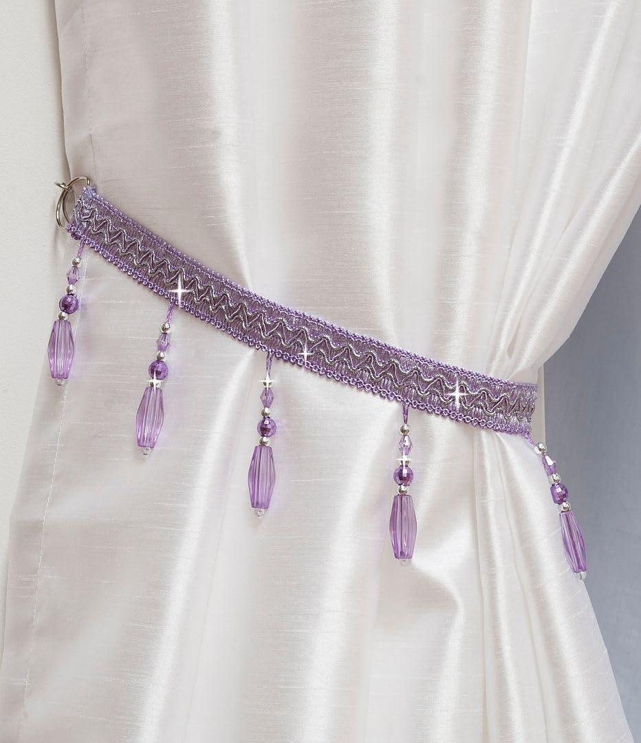John Aird PAIR (x2) Crystal Beaded Curtain Tie Back (Lilac) โ image 1