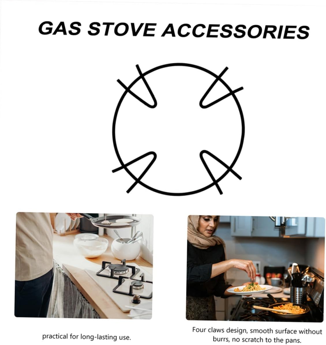 KICHOUSE 4pcs Non-slip Wok Support Rings for Gas Stove Iron Rack for Small Pots Pans Versatile Cooking Tool for Indoor Outdoor Use
