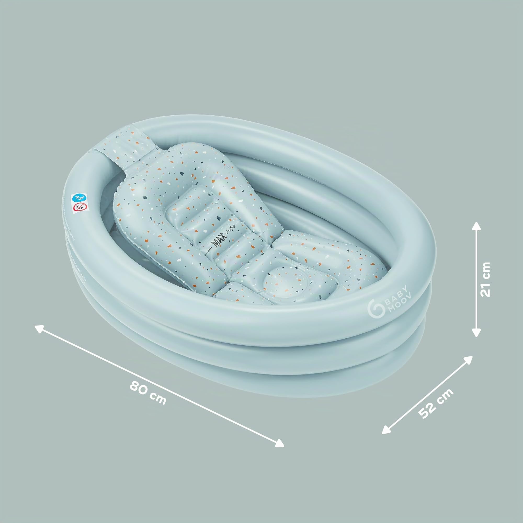 Babymoov Aufblasbare Badewanne Aquadots, mit Einsatz für Neugeborene, 68 x 40cm, als Planschbecken verwendbar