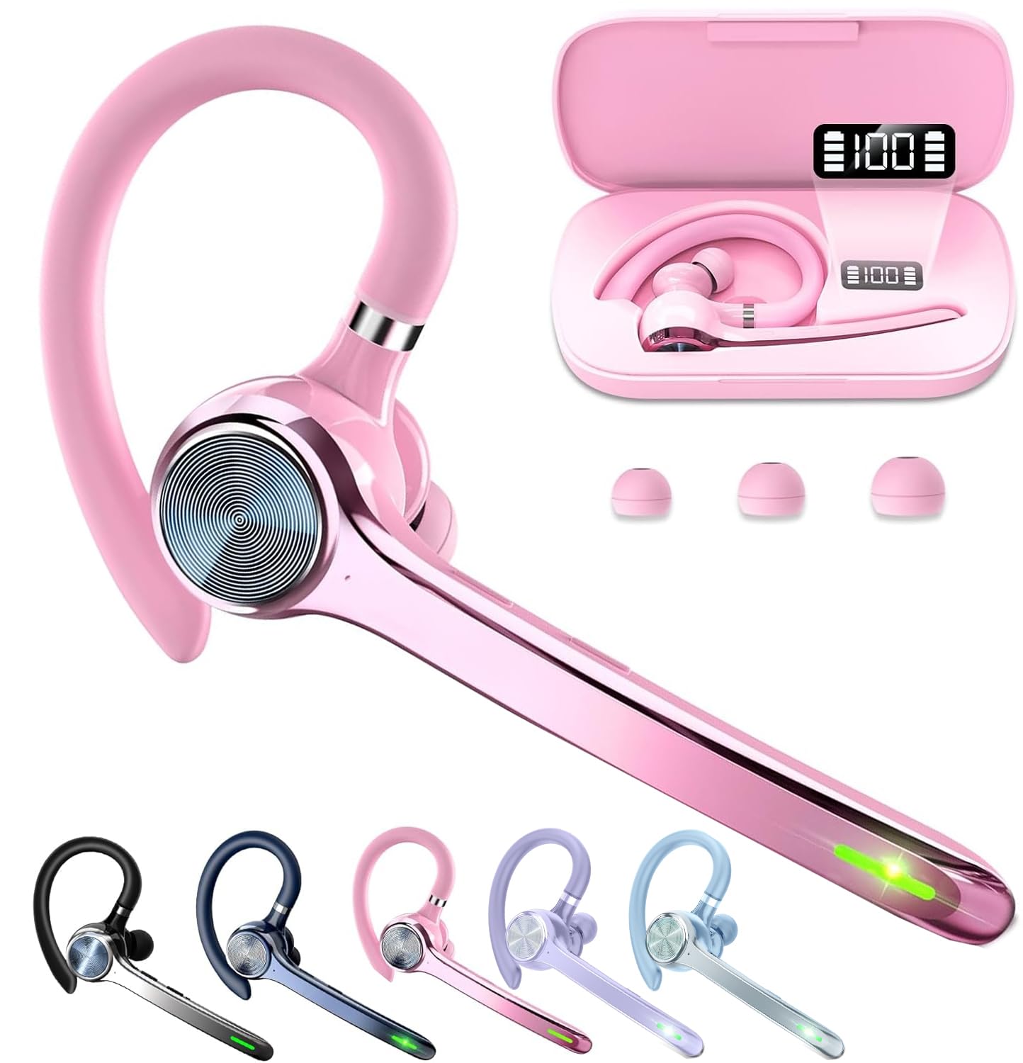 HEIBAS Bluetooth Headset, Wireless Earpiece with Mic for Work