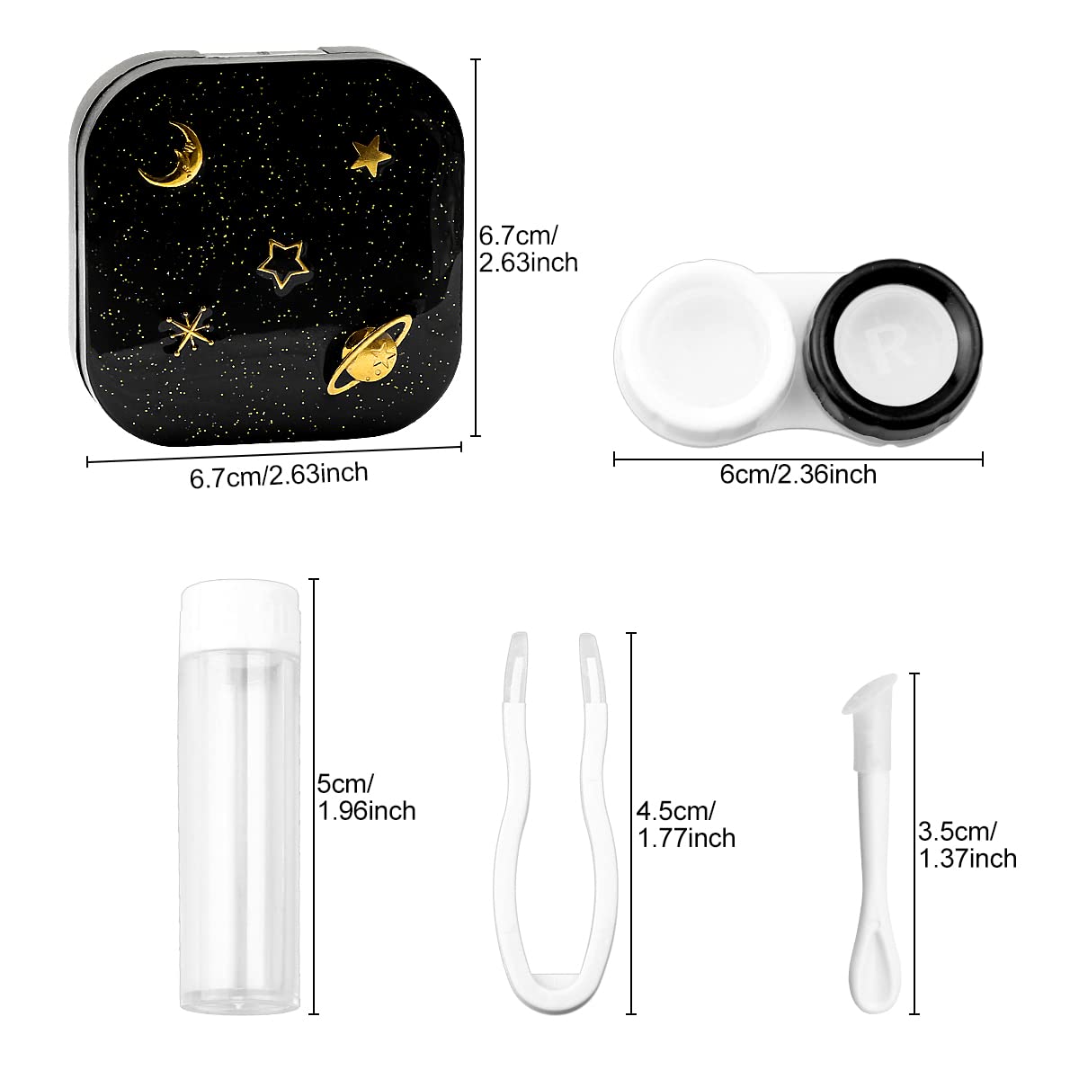 Jagowa Contact Lens Cases Travel Contact Lens Soaking Storage Case with Mirror Starry Shinny Portable Glasses Holder - Image 2