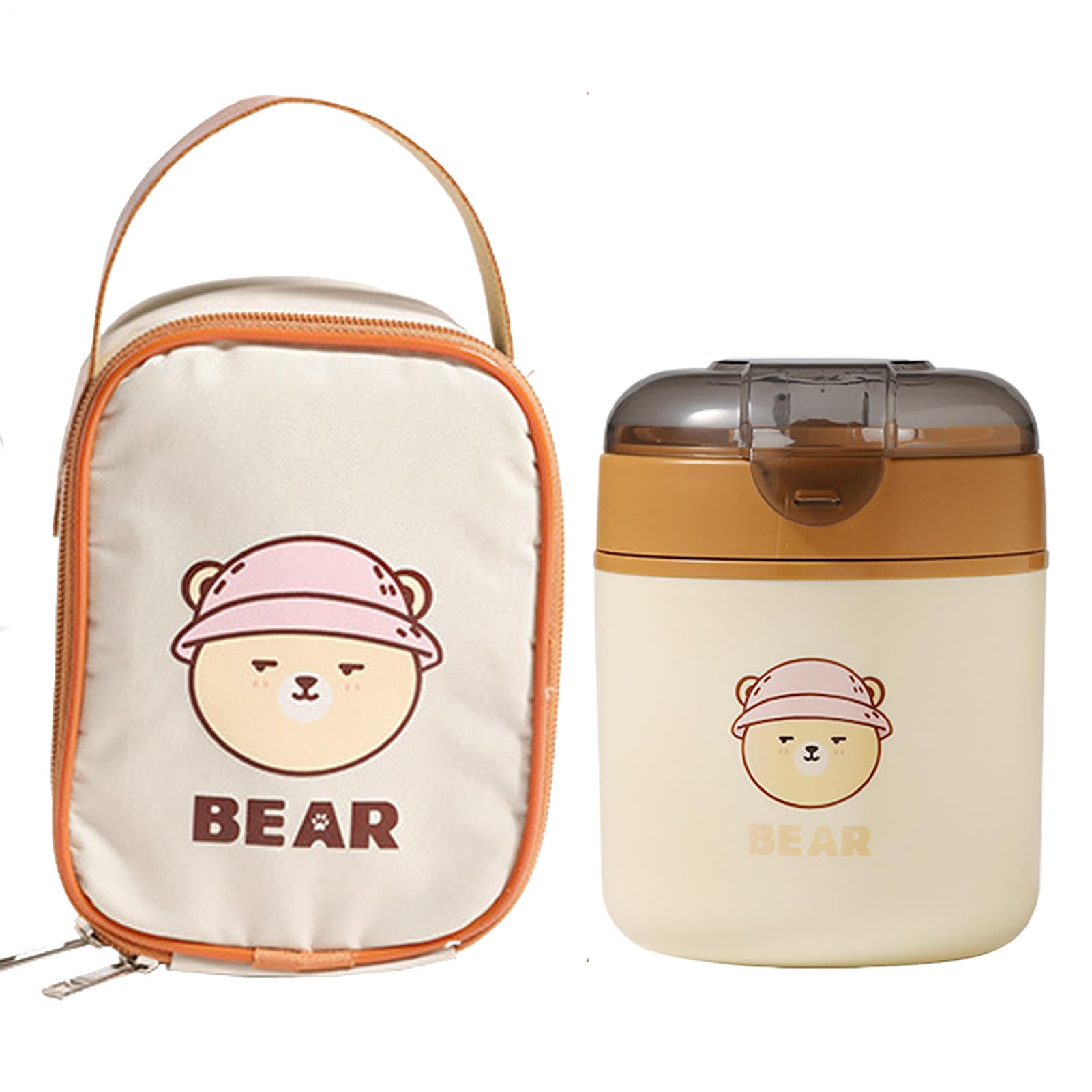 Recipiente de sopa para adultos y niños, taza de desayuno térmica con bolsa para viaje
