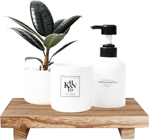 Miniatura 2 de Organizador pequeño de encimera de baño, bandejas decorativas de madera, soporte rectangular para cosméticos para cocina, jabón, botella de loción,