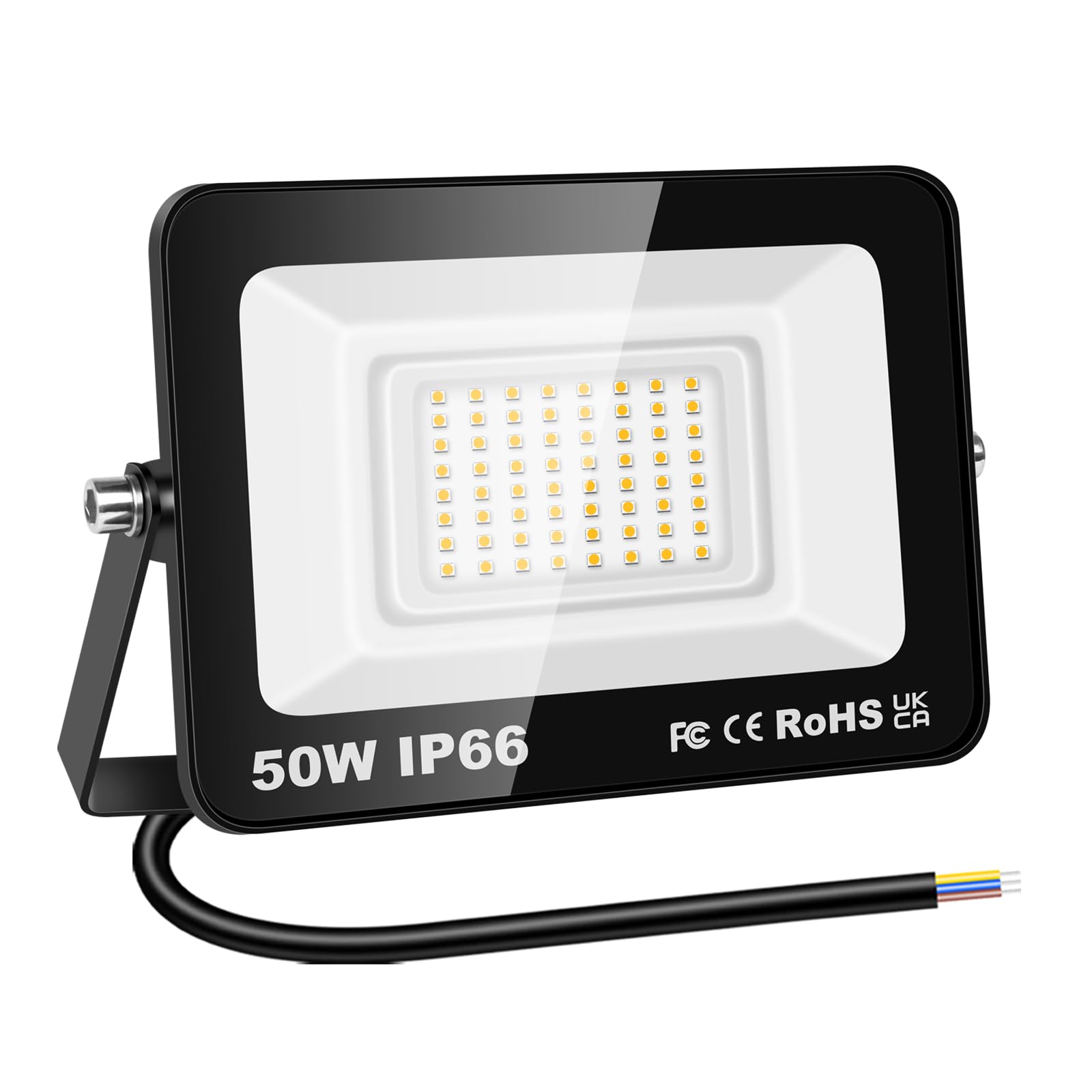YOJZMA 50W 5000LM LED Floodlight Outdoor Daylight 4000K Warm White IP66 Waterproof Security Lighting for Garden, Garage, Yard, Sports Field, Patio, Driveway Porch