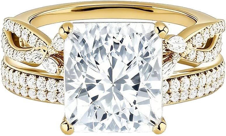 10K/14K/18K Gold IGI Certified Lab Grown Diamond Personalized Engagement Wedding Ring Set, With Pear/Heart/Princess/Marquise/Round/Emerald/Oval Cut,White/Yellow/Rose Gold 1-5 Carat D Color-VVS Clarity Size 3-15 for Women
