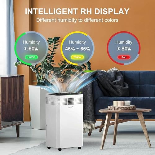 Miniatura 5 de AIRPLUS Deshumidificadores de 6000 pies cuadrados para el hogar, deshumidificador de 135 pintas para sótano con manguera de drenaje, drenaje