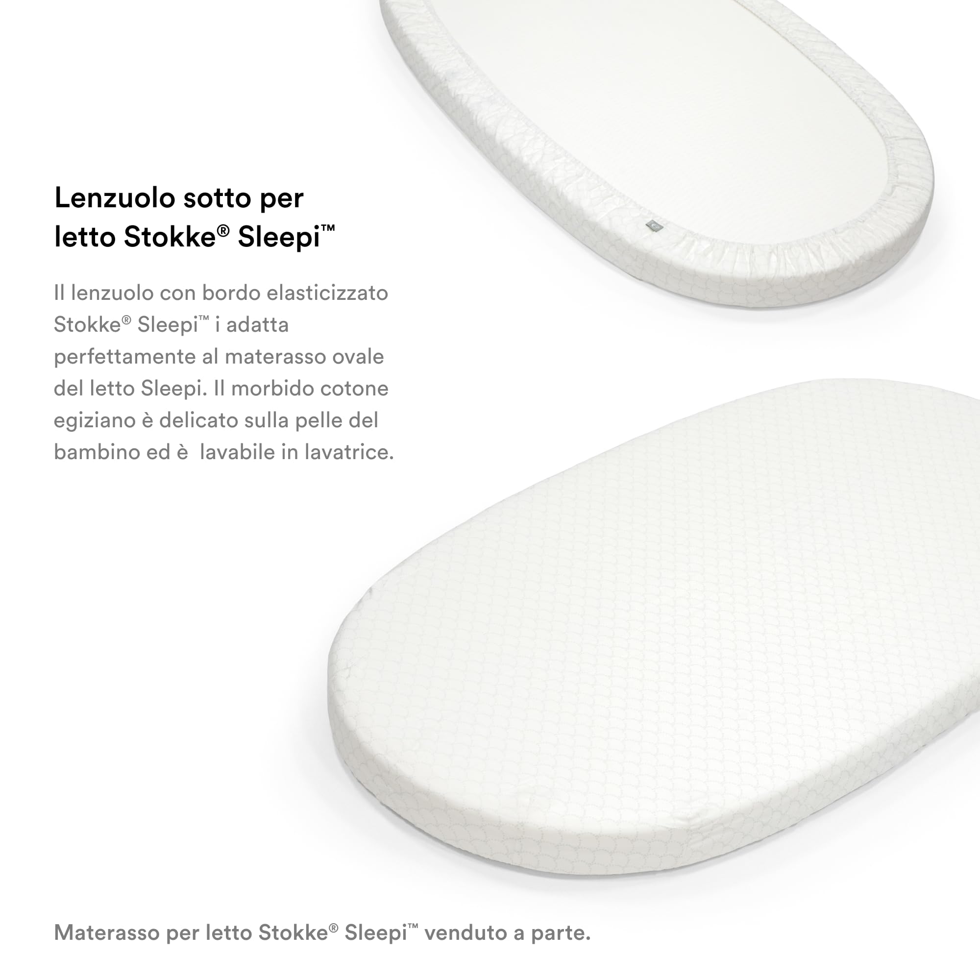 Stokke Lenzuolo sotto Sleepi, Fans Grey - Morbide lenzuola per sogni dolcissimi - Per i letti Sleepi - 100% morbido percalle di cotone - Lavabile
