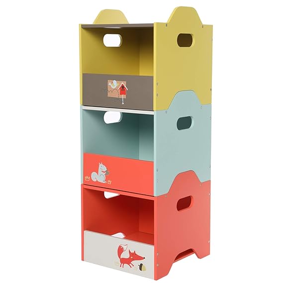 labebe Storage Bins, Toy Wooden Storage Cubes Box, Kid