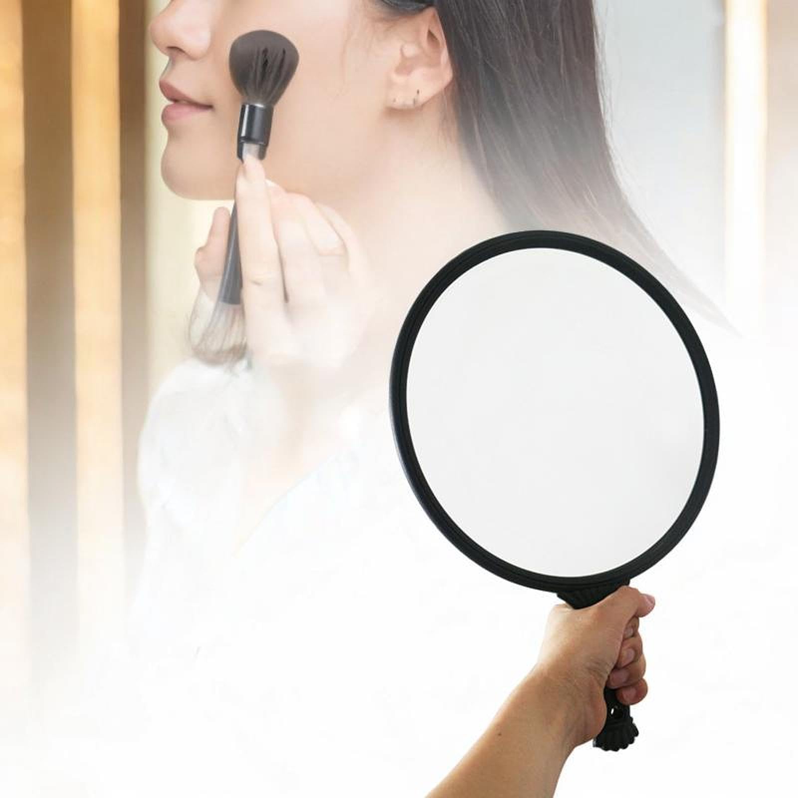 jojomis Espejo de tocador de mano de alta calidad, espejo de corte de pelo y maquillaje con mango antideslizante para el hogar, salón y viajes, 9.84 pulgadas de diámetro