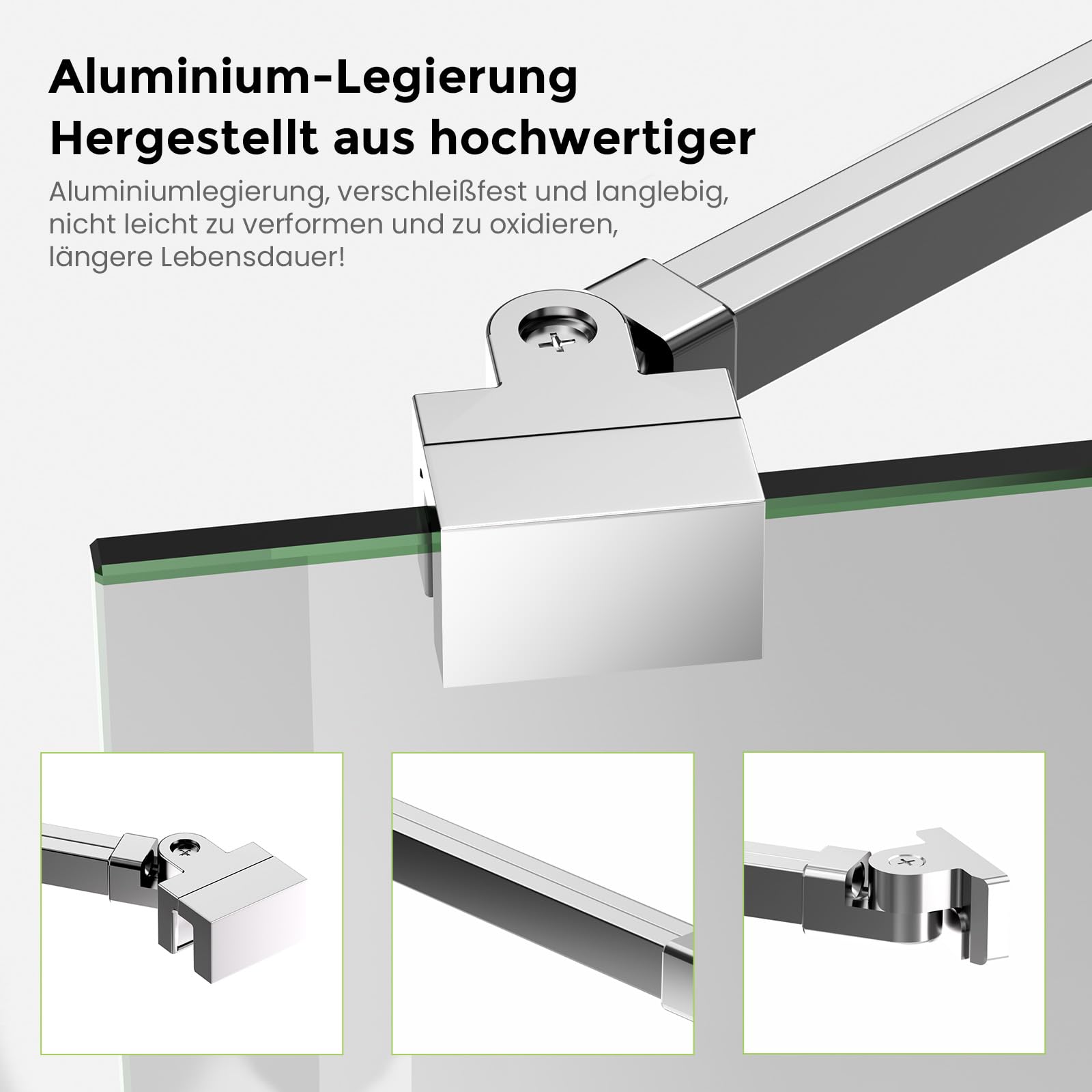 S'AFIELINA Barre de stabilisation pour cabine de douche en aluminium, stabilisateur pour verre de douche 5-6 mm d'épaisseur, support mural longueur réglable 500 mm (1 pièce)