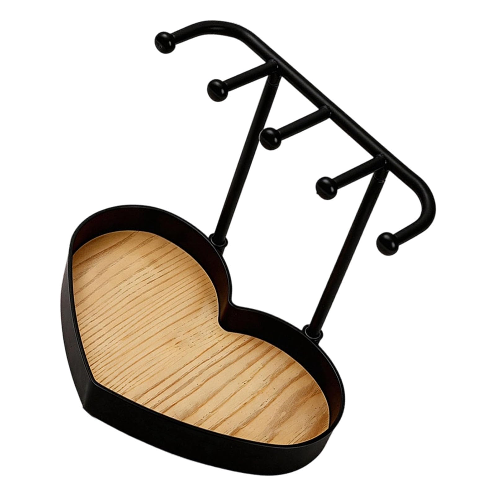 Fazvncv Practical Jewelry Organizers Heart Shape Decorative Necklace Hanging Stand Iron Wood Texture for Home or Store Display Necklace Earring Planner