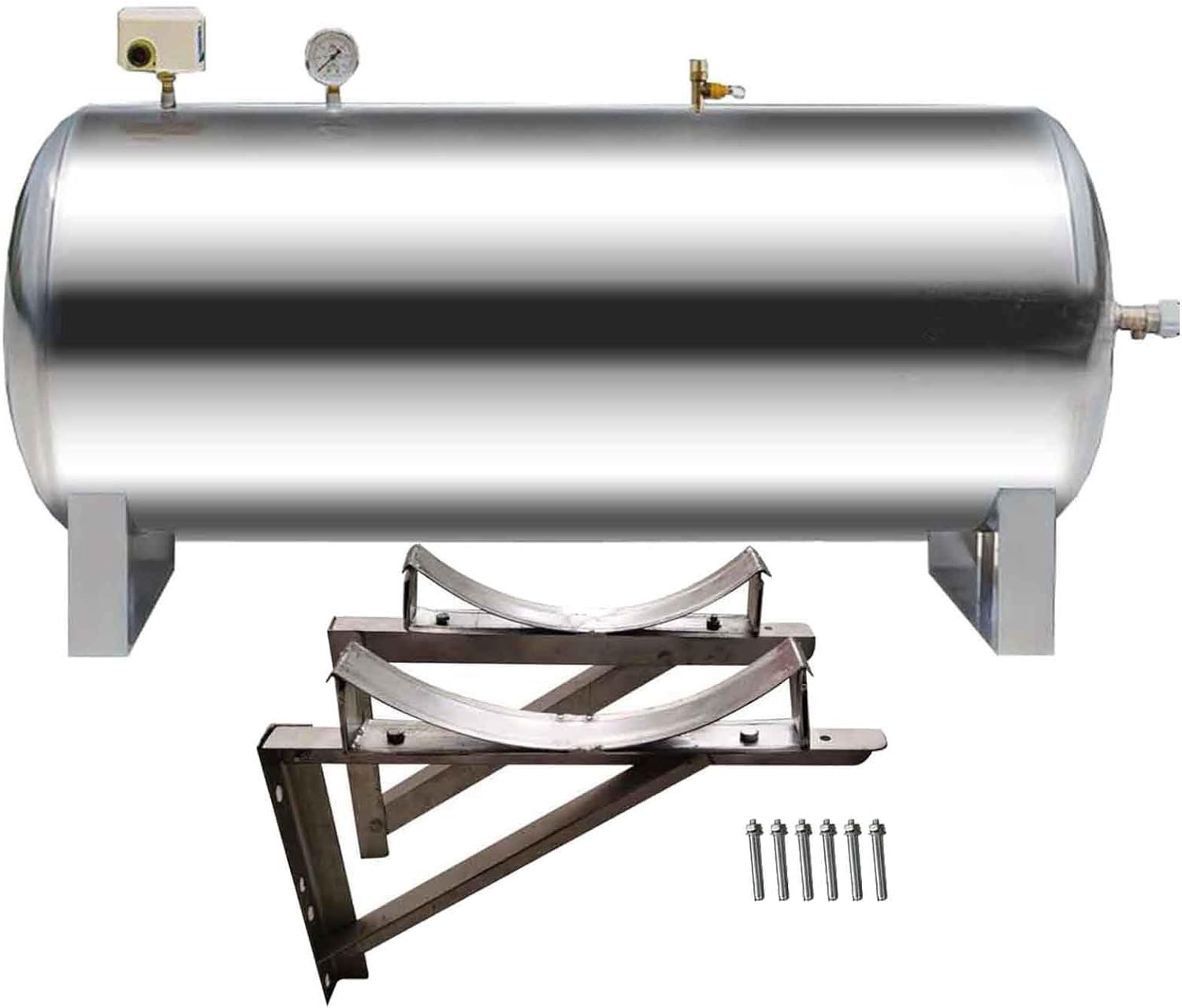 Réservoir sous pression d'eau 100 à 500 l pour pompe de puits et système d'eau, réservoir sous pression horizontal en acier inoxydable avec kit de montage (300 l/200 l) – Durable et efficace