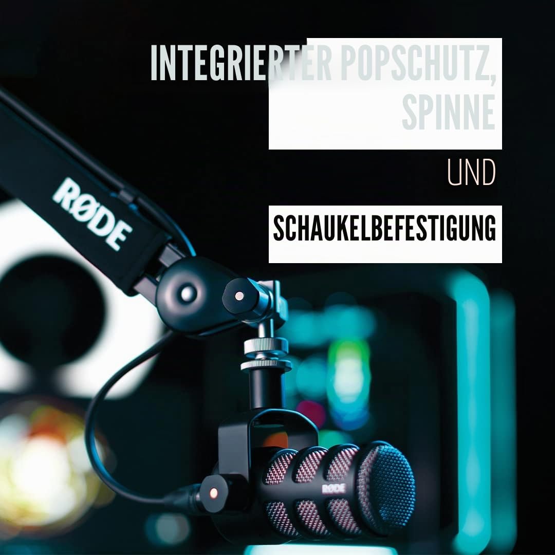 RØDE PodMic Dynamisches Mikrofon mit Rundfunkqualität mit integrierter Schwenkhalterung für Podcasting, Streaming, Spiele und Sprachaufnahmen, XLR (Schwarz)