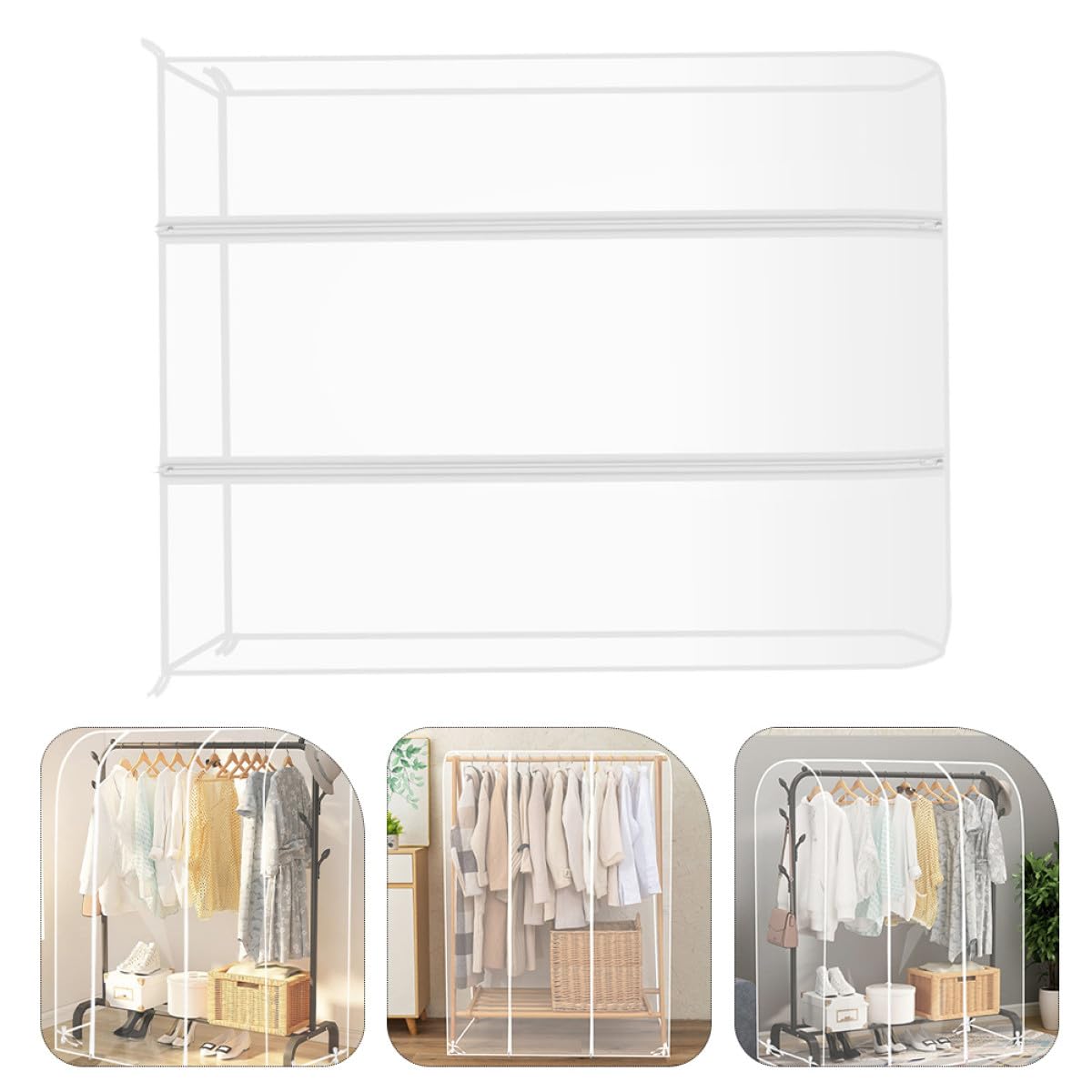 Funda para Ropa de Armario Transparente con Cremallera, Gran Capacidad y Plástico Resistente, Diseño Moderno y Minimalista para Hogares y Hoteles