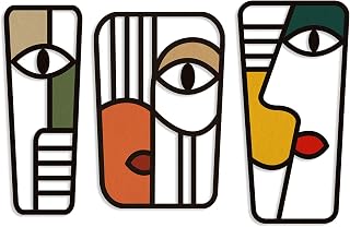 Pinetree Art Abstract Face Metal Wall Art Picasso Cubism-Inspired Wall Decor Modern Minimalism Line Mask Wall Sculpture for Home Office Living Room (Face C)