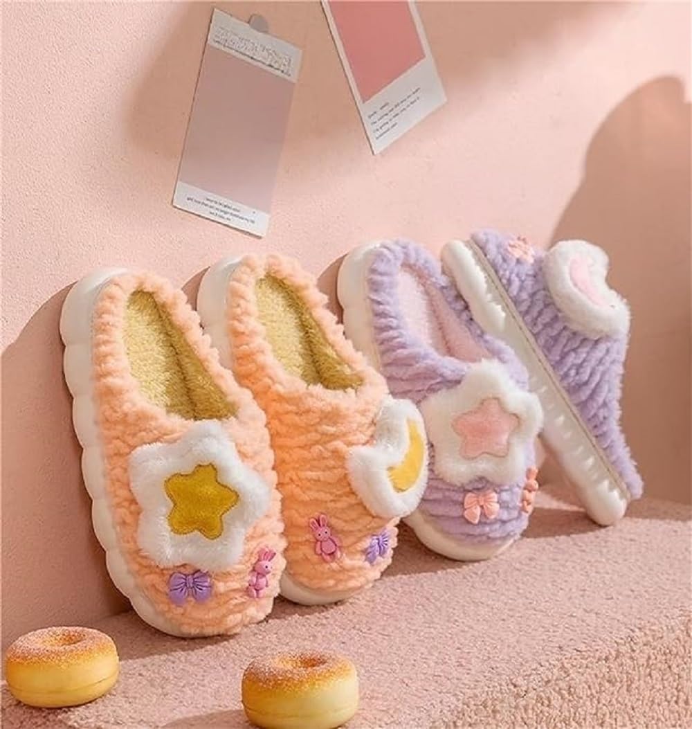 Panihari Warm Slipper for Women's Fur Closed Toe Intresting Star Winter Fashion for House & Bedroom Home Indoor Outdoor Sandals (1 Pair) 5 616EWLray5L. SL1053
