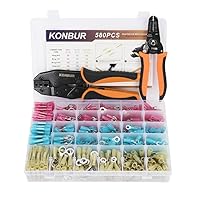 Vista 8 de 580 conectores de cable termorretráctiles – Kit de terminales eléctricos aislados – Surtido de conectores de crimpado automotriz marino impermeable