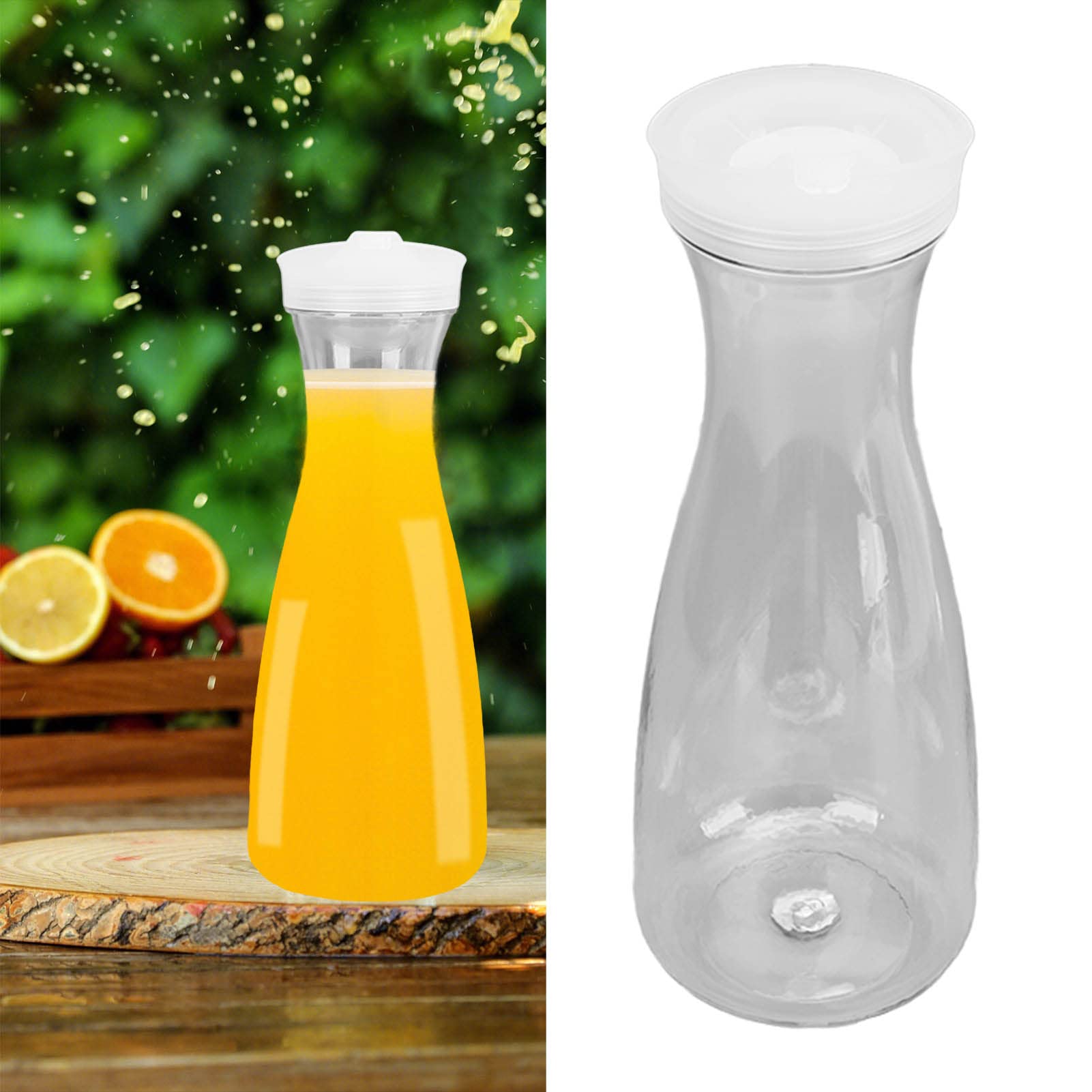 DOERDO Brocca In Plastica Acrilica Trasparente, 1100 Ml, 8,5x23,8 Cm, Con Coperchio, Resistente Alle Rotture, Per Succhi, Tè, Latte, Freddo E Caldo (20°C-120°C) - 3
